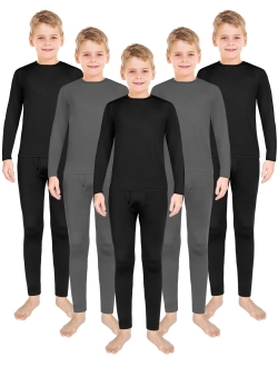HEROBIKER Thermal Underwear Boys Ultra Soft Fleece Lined Kids Thermals Long  Johns Top Bottom Warm Set for Winter Skiing Black