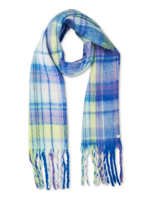 STEVE MADDEN Women's Multicolored Plaid Fringe-Trim Scarf