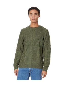 Mixed Stitch Tweed Crew Neck Sweater