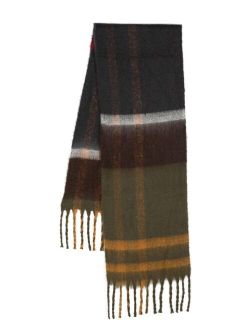 tartan-check knit scarf
