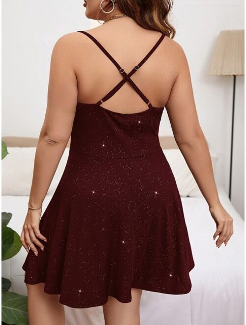 SHEIN Prive Plus Glitter Cami Dress