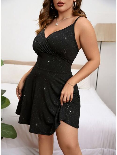 SHEIN Prive Plus Glitter Cami Dress