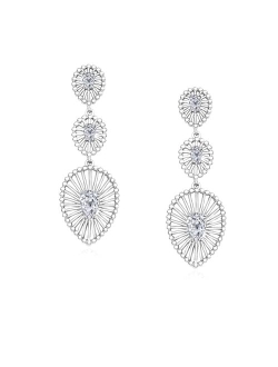 Yepzoko Silver Gold Dangle Drop Earrings for Women Long Statement Crystal CZ 14K Gold Plated Chandelier Earrings for Women Girls