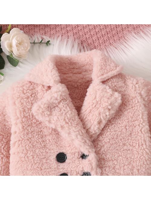 Mubineo Toddler Baby Girl Fall Winter Clothes Sherpa Trench Coat Fleece Princess Dress Coat Jacket Kids Overcoat