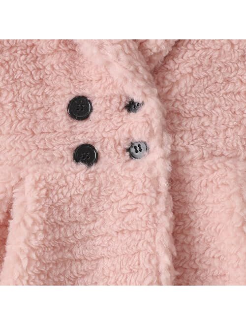 Mubineo Toddler Baby Girl Fall Winter Clothes Sherpa Trench Coat Fleece Princess Dress Coat Jacket Kids Overcoat