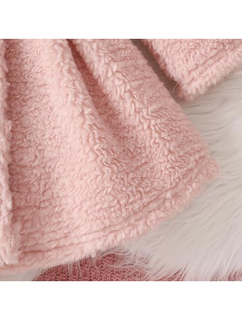 Mubineo Toddler Baby Girl Fall Winter Clothes Sherpa Trench Coat Fleece Princess Dress Coat Jacket Kids Overcoat