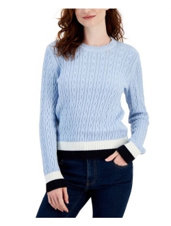 Women's Cotton Cable-Knit Colorblocked Leila Sweater