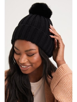 Adorably Alpine Cream Ribbed Pom Pom Beanie