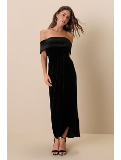 I'm Enchanted Emerald Green Velvet Off-the-Shoulder Maxi Dress