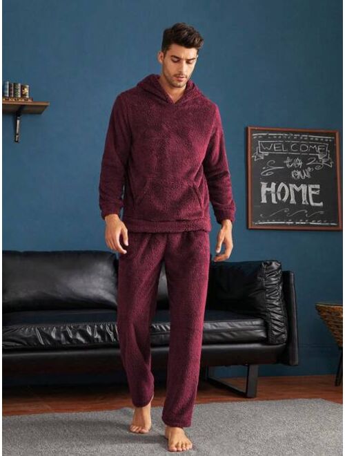 Men Kangaroo Pocket Hooded PJ Set