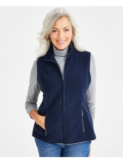 Style & Co Women's Polar Fleece Zip-Front Sleeveless Vest, Created for Macy's