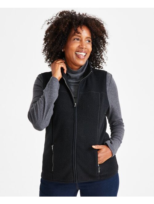 Style & Co Women's Polar Fleece Zip-Front Sleeveless Vest, Created for Macy's