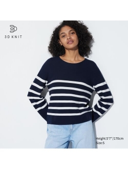 3D Knit Cotton Striped Sweater