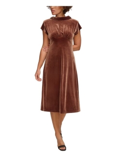 Women's Velvet Cowl-Back Midi Dress