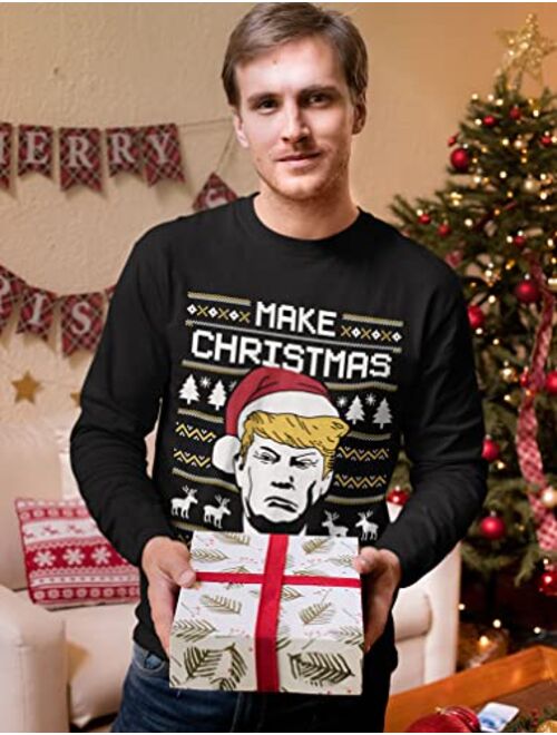 Tstars Make Christmas Great Again Sweatshirt Trump Ugly Xmas Sweater Style Long Sleeve