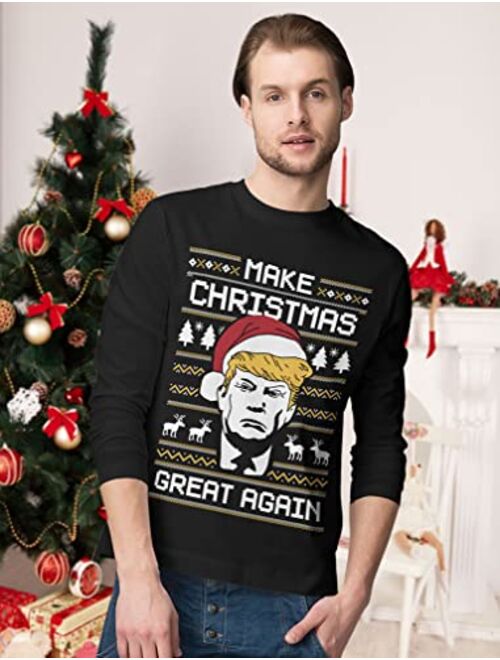 Tstars Make Christmas Great Again Sweatshirt Trump Ugly Xmas Sweater Style Long Sleeve