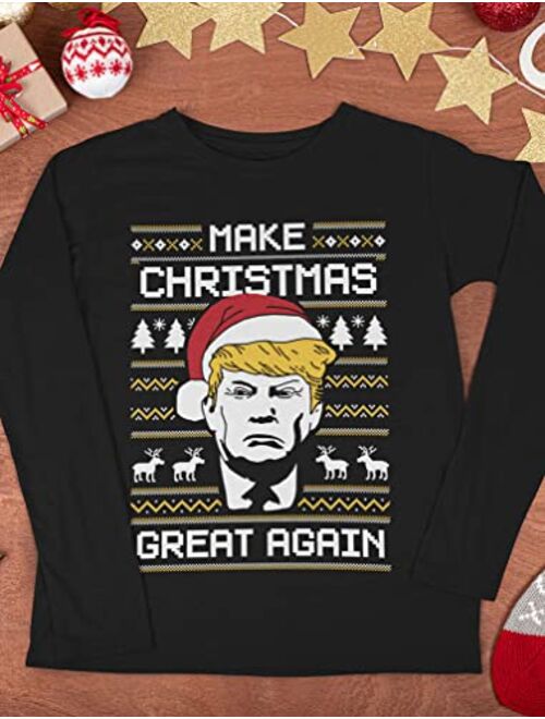 Tstars Make Christmas Great Again Sweatshirt Trump Ugly Xmas Sweater Style Long Sleeve