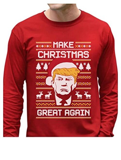 Tstars Make Christmas Great Again Sweatshirt Trump Ugly Xmas Sweater Style Long Sleeve