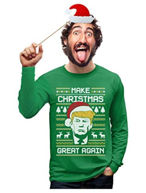 Tstars Make Christmas Great Again Sweatshirt Trump Ugly Xmas Sweater Style Long Sleeve