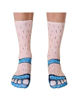 Ryshman 3D Manicure Print Socks Funny Flip Flop Socks 3D Pattern Socks Sandal Socks Low Cut Ankle Silly Socks- A Gag Gift