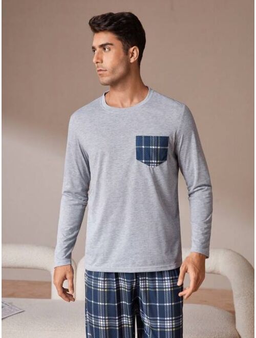 Shein Men Plaid Print PJ Set