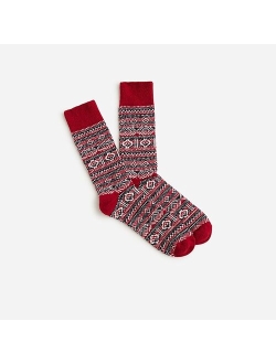 Lambswool-blend Fair Isle socks