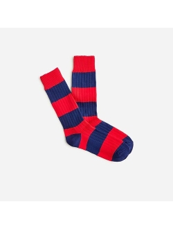 Ribbed cotton-blend crew socks