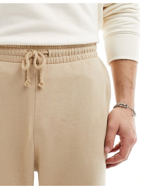 ASOS DESIGN tapered sweatpants in beige