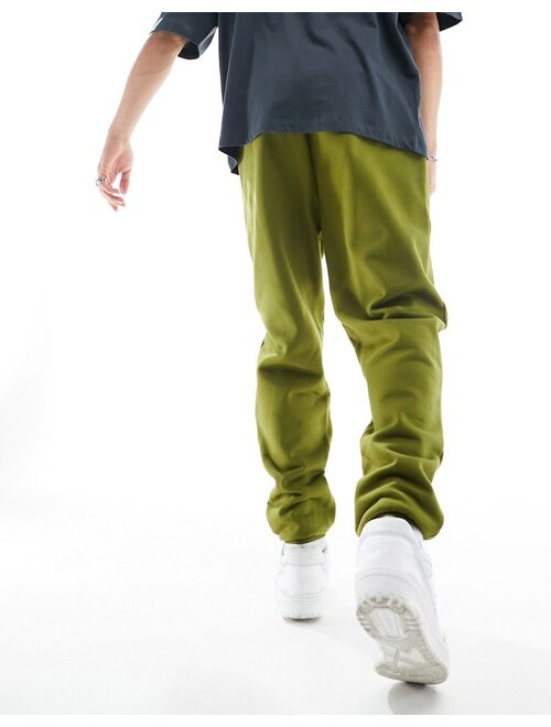 ASOS DESIGN tapered heavyweight sweatpants in khaki