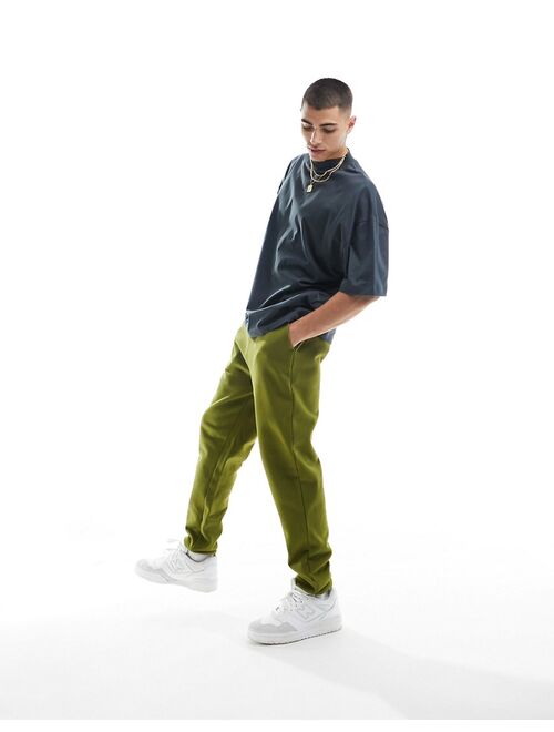 ASOS DESIGN tapered heavyweight sweatpants in khaki