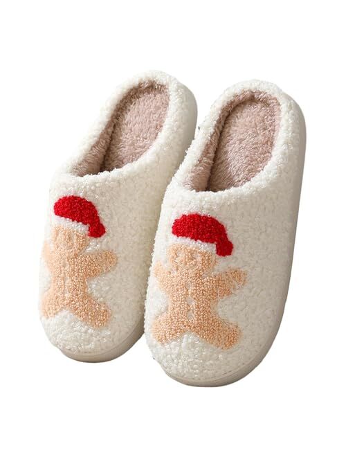 Gumowru Women Men Cute Cartoon Christmas Slippers Winter Plush Funny Slippers Comfy Warm Furry House Shoes