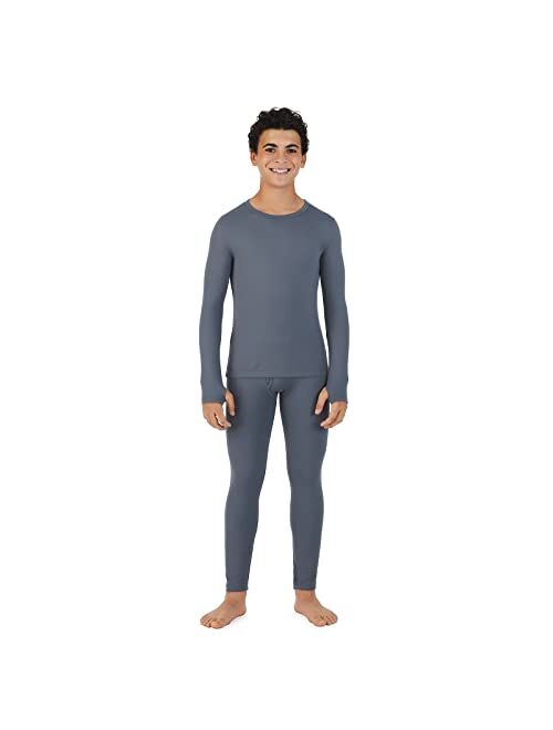 Cuddl Duds Kids Thermal Underwear Long Johns for Boys Fleece Lined Cold Weather Base Layer Top and Leggings Bottom Winter Set