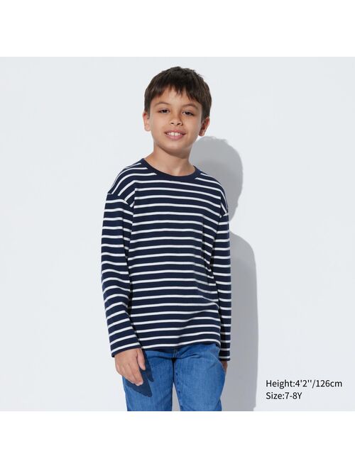 UNIQLO Soft Brushed Striped Crew Neck Long-Sleeve T-Shirt