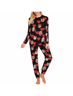 Artsadd Custom Short Pajamas Set With Photo, Women Personalized Lounge Set, Funny Face Printed Sleepwear, Soft Tracksuit Gift