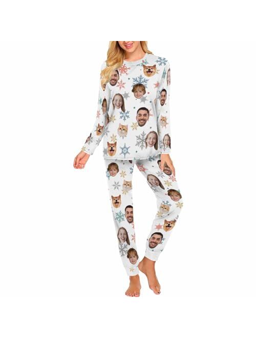 Artsadd Custom Short Pajamas Set With Photo, Women Personalized Lounge Set, Funny Face Printed Sleepwear, Soft Tracksuit Gift