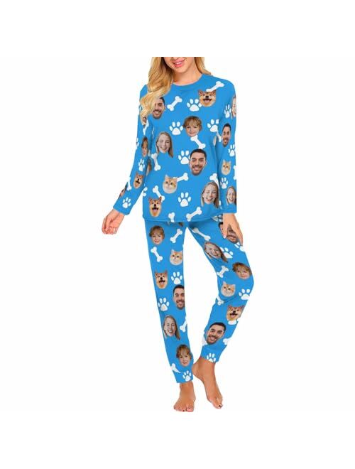 Artsadd Custom Short Pajamas Set With Photo, Women Personalized Lounge Set, Funny Face Printed Sleepwear, Soft Tracksuit Gift