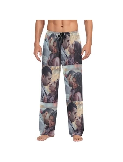 Kll Personalized Photo Face Printed Mens Sleepwear Pajama Pants Custom Casual Pj Bottoms Holiday Gifts for Boyfriend Husband Dad