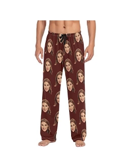 Kll Personalized Photo Face Printed Mens Sleepwear Pajama Pants Custom Casual Pj Bottoms Holiday Gifts for Boyfriend Husband Dad