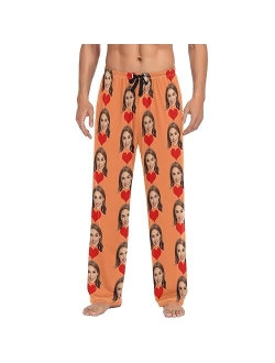 Kll Personalized Photo Face Printed Mens Sleepwear Pajama Pants Custom Casual Pj Bottoms Holiday Gifts for Boyfriend Husband Dad