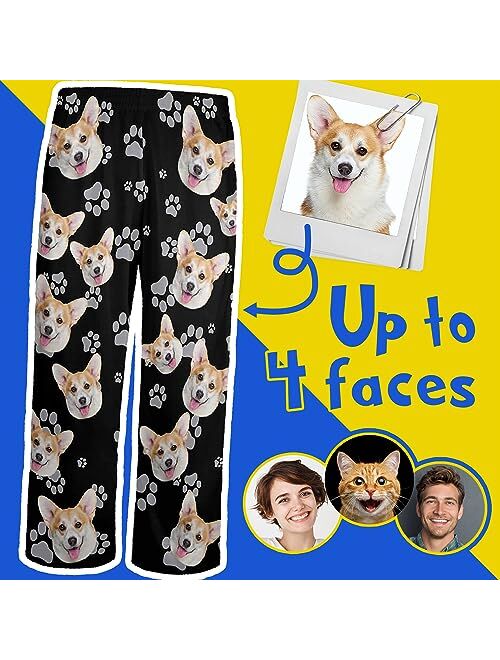 FunStudio Custom Face Pajama Pants with Picture Personalized Photo PJ Bottoms Customized Gifts for Men Women