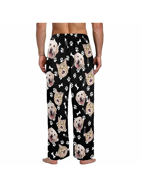 FunStudio Custom Face Pajama Pants with Picture Personalized Photo PJ Bottoms Customized Gifts for Men Women