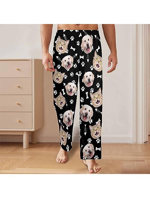 FunStudio Custom Face Pajama Pants with Picture Personalized Photo PJ Bottoms Customized Gifts for Men Women