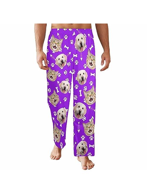 FunStudio Custom Face Pajama Pants with Picture Personalized Photo PJ Bottoms Customized Gifts for Men Women