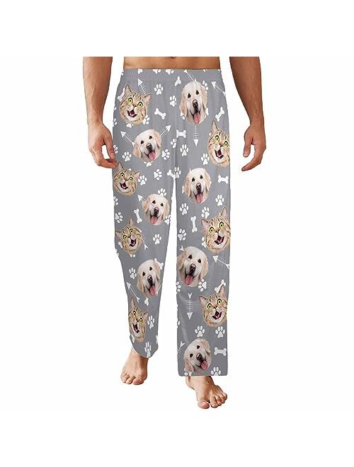 FunStudio Custom Face Pajama Pants with Picture Personalized Photo PJ Bottoms Customized Gifts for Men Women