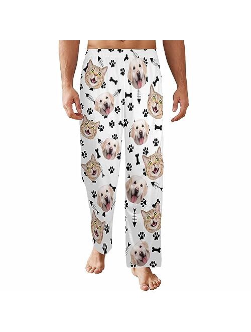 FunStudio Custom Face Pajama Pants with Picture Personalized Photo PJ Bottoms Customized Gifts for Men Women