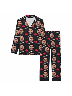 Interestprint Custom Personalized Pajama Set for Women Picture Print Long Sleeve Sleepwear Button Down Nightwear