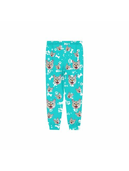 Artsadd Custom Funny Pajama Pants for Men with Photo Face Pet Dog Cat Pajamas Pjs Lounge Sleepwear Bottoms Personalized Gift