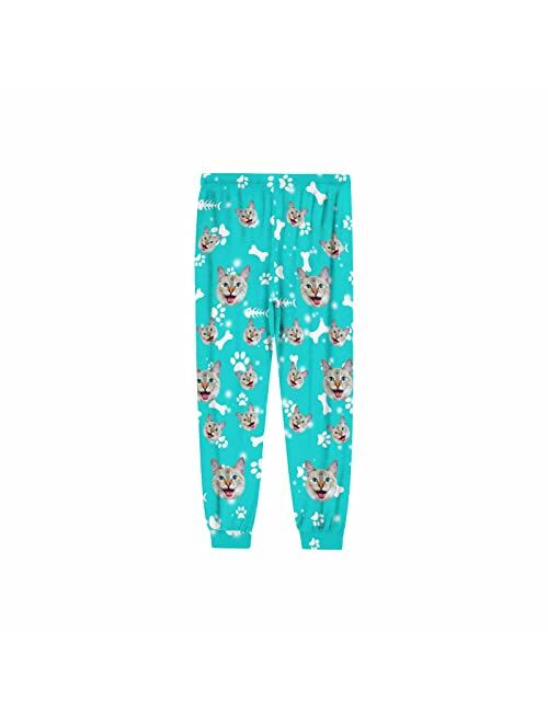 Artsadd Custom Funny Pajama Pants for Men with Photo Face Pet Dog Cat Pajamas Pjs Lounge Sleepwear Bottoms Personalized Gift