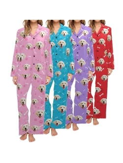 Artsadd Custom Women's Short Pajamas Set with Face Photo Personalized PJ Soft Loungewear Gift for Women Girls Mom Christmas