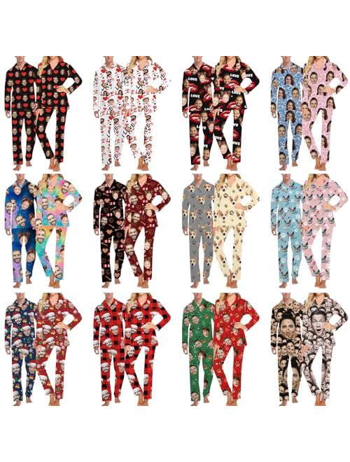 SIMIEEK Personalized Pajamas for Women Men Custom Pet Pajamas with Photo, Face Pajamas Customized Christmas Matching Pajamas